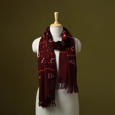 Kutch handwoven merino wool tie-dye bandhani stole 10