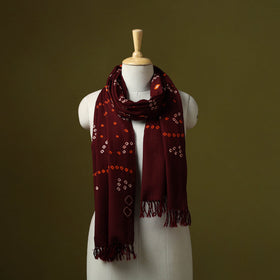 Kutch handwoven merino wool tie-dye bandhani stole 10