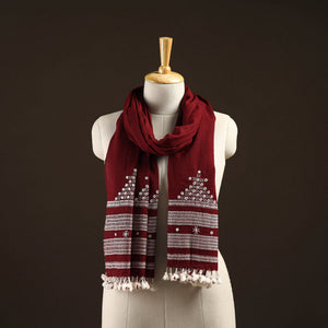 Kutch handwoven mirror work merino wool embroidered stole