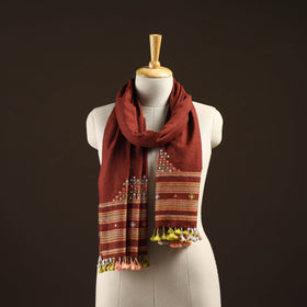 Kutch handwoven mirror work merino wool embroidered stole