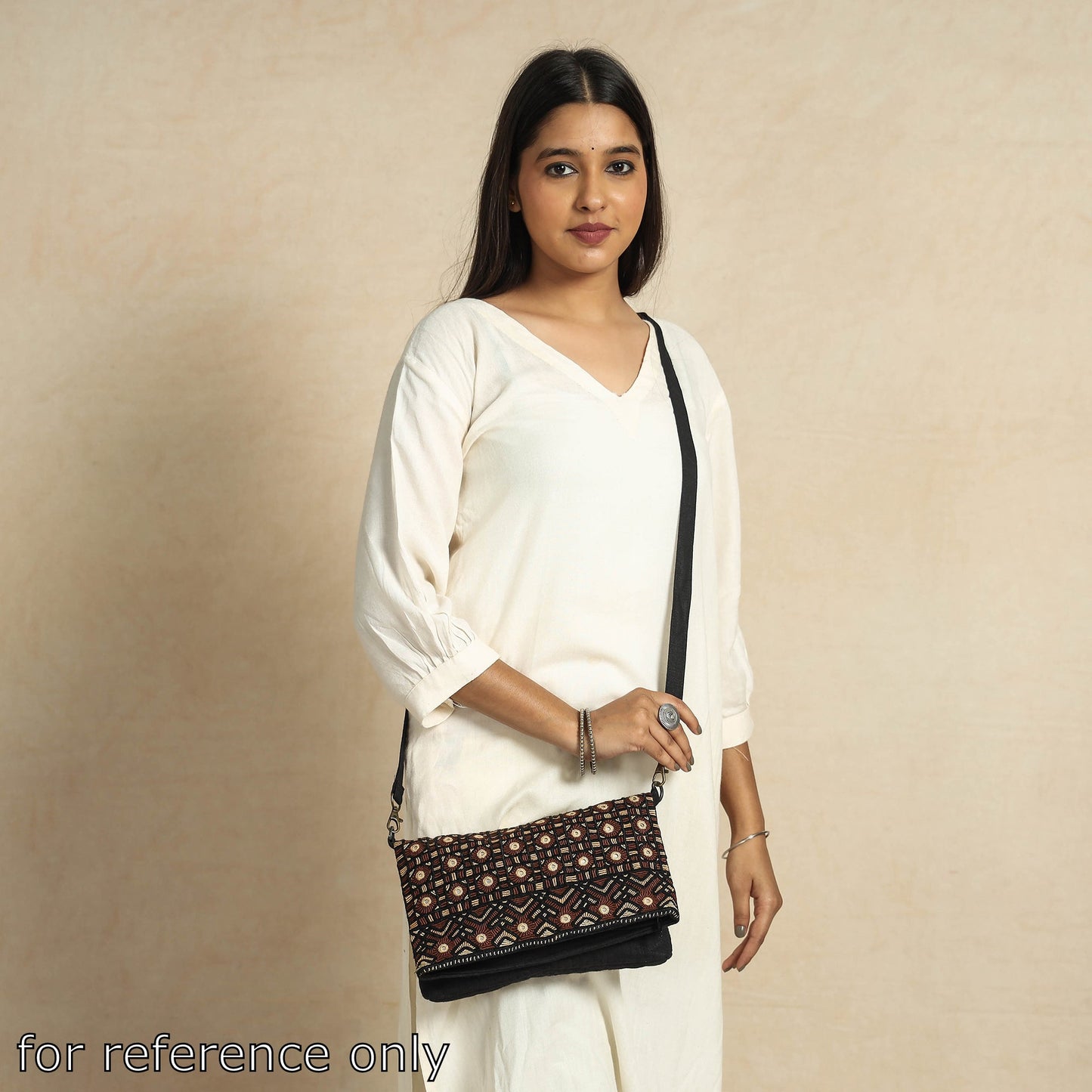 Multicolor - Kutch Jat Hand Embroidery Linen Folded Sling Bag