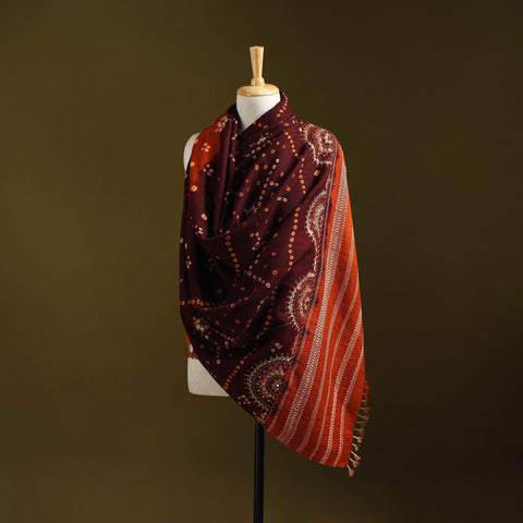 Red - kutch mirror work bandhani handwoven neran hand