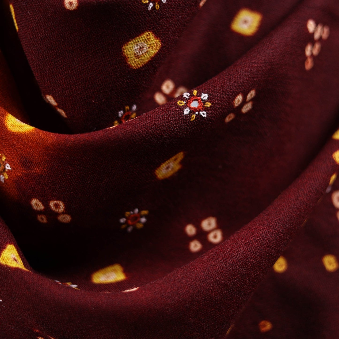 Kutch mirror work handwoven bandhani bagida merino wool