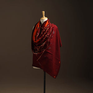 Kutch mirror work handwoven bandhani bagida woolen shawl 04