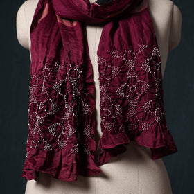 Kutch modal silk clamp dyed bandhani shibori stole 05
