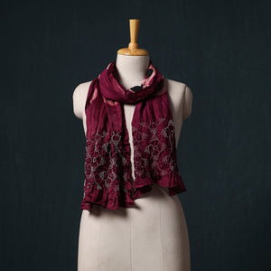 Kutch modal silk clamp dyed bandhani shibori stole 05