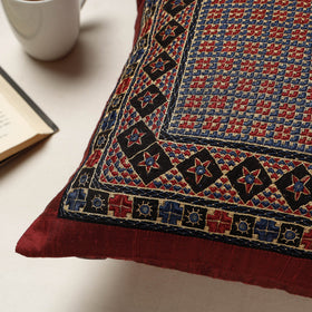 Maroon - Kutch Neran Hand Embroidered Silk Cushion Cover (16 x 16 in)