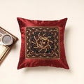 Maroon Kutch Pakko Bherni Hand Embroidery Mashru Silk Cushion Cover