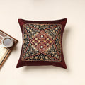 Buy Maroon Kutch Pakko Hand Embroidery Silk Cushion Cover