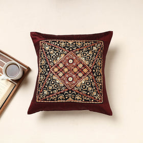 Buy Maroon Kutch Pakko Hand Embroidery Silk Cushion Cover