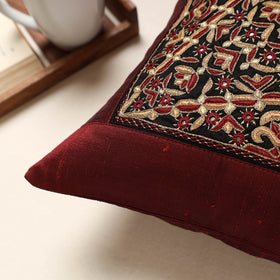Buy Maroon Kutch Pakko Hand Embroidery Silk Cushion Cover