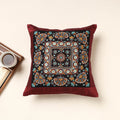 Maroon Kutch Pakko Hand Embroidery Silk Cushion Cover