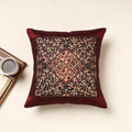 Buy Maroon Kutch Pakko Hand Embroidery Silk Cushion Cover