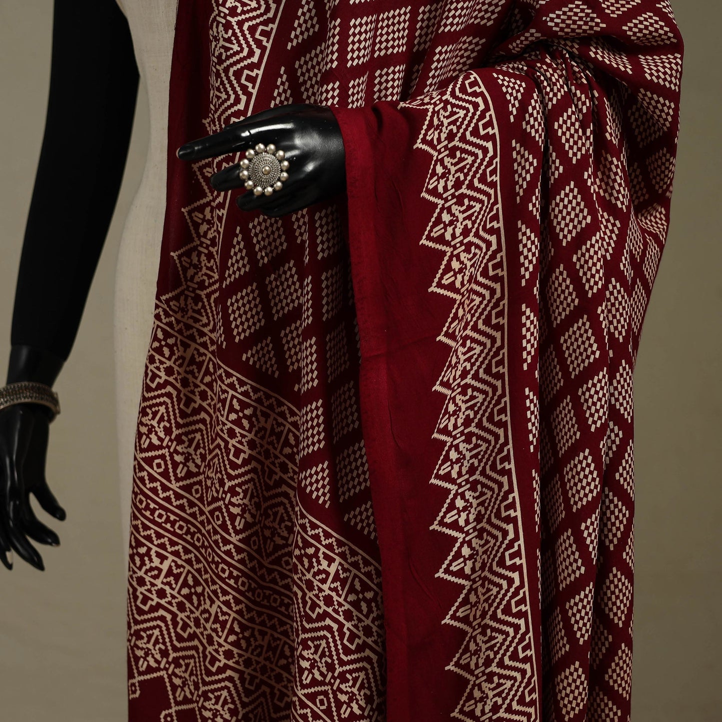 Kutch printed rayon dupatta 64 - handcrafted