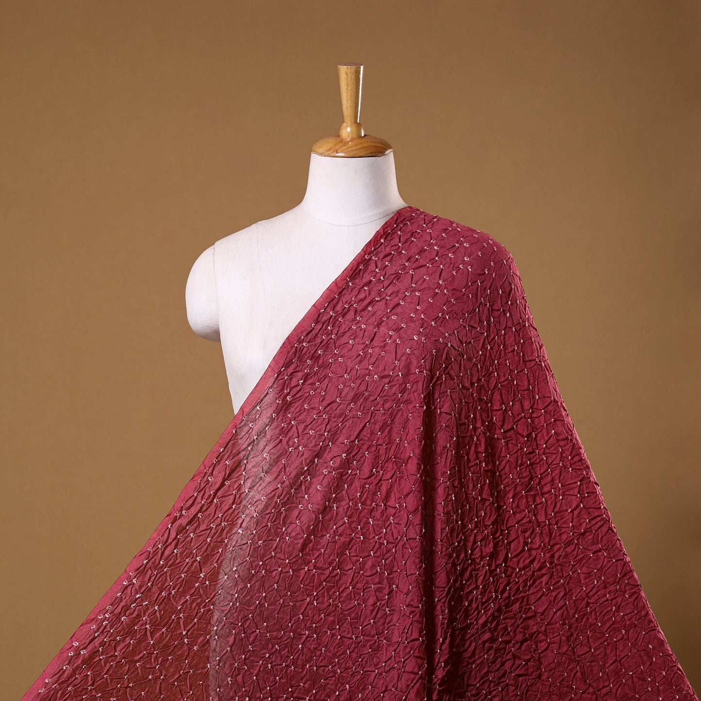 Maroon - kutch tie-dye chanderi silk bandhani fabric 02