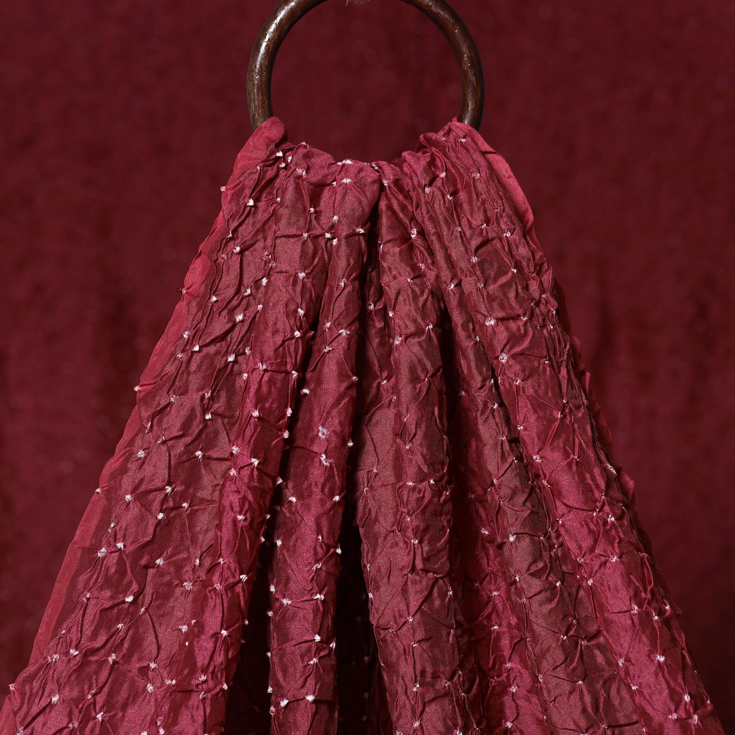 Maroon - kutch tie-dye chanderi silk bandhani fabric 02