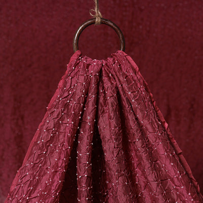 Maroon - kutch tie-dye chanderi silk bandhani fabric 02