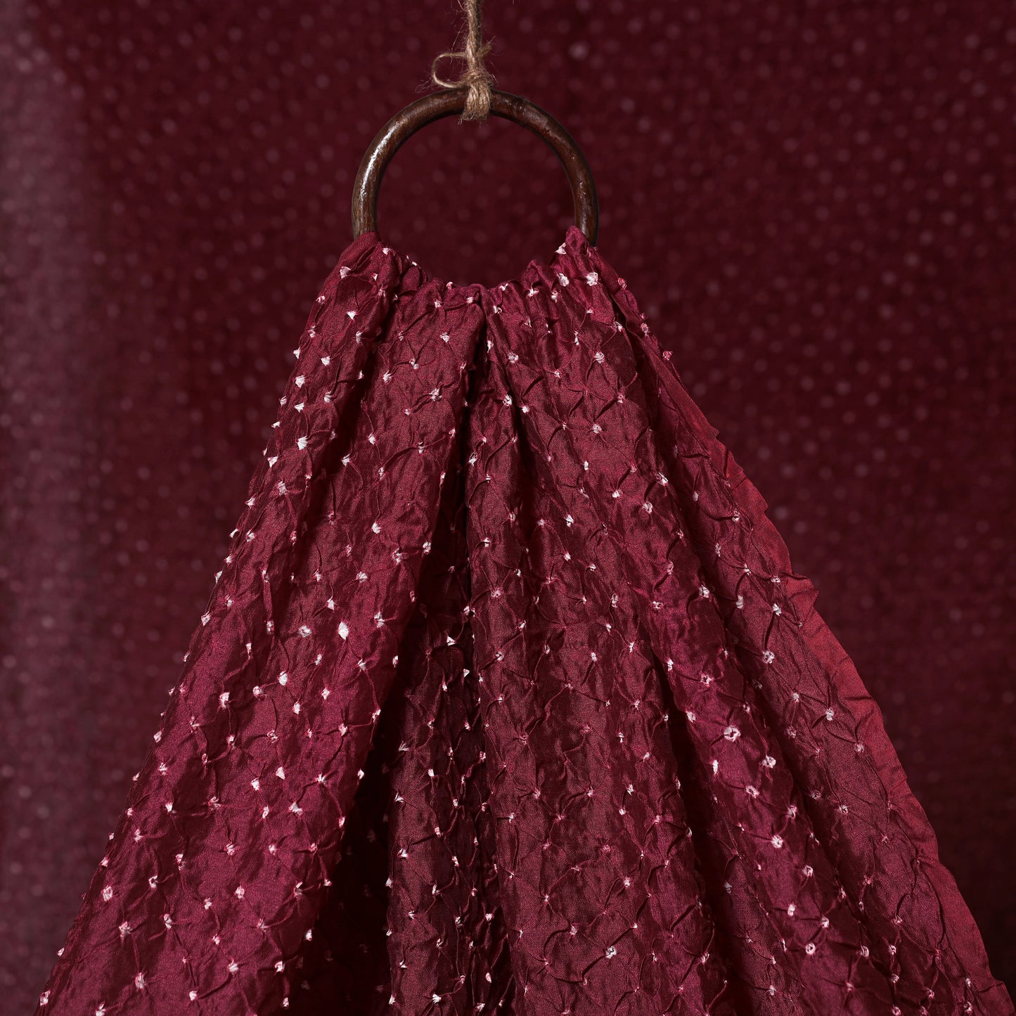 Maroon - kutch tie-dye chanderi silk bandhani fabric 05