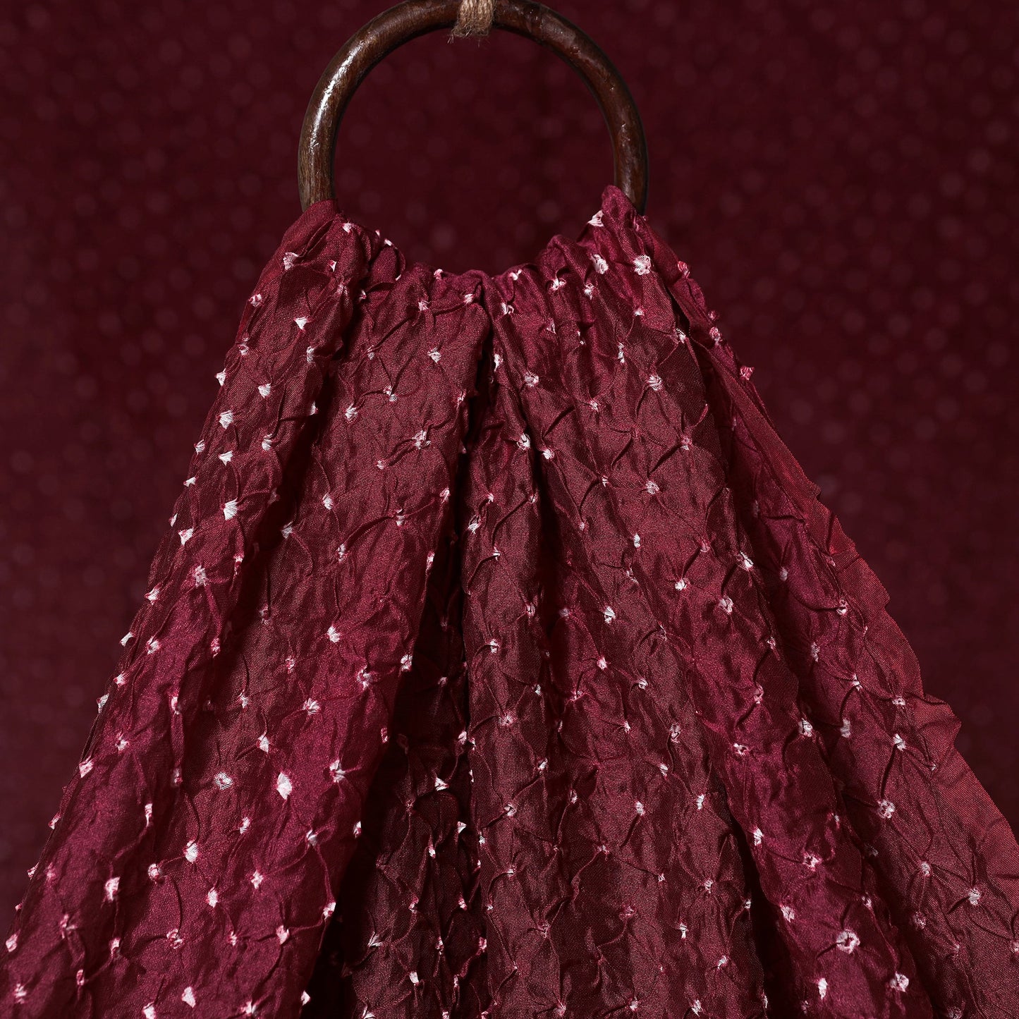Maroon - kutch tie-dye chanderi silk bandhani fabric 05