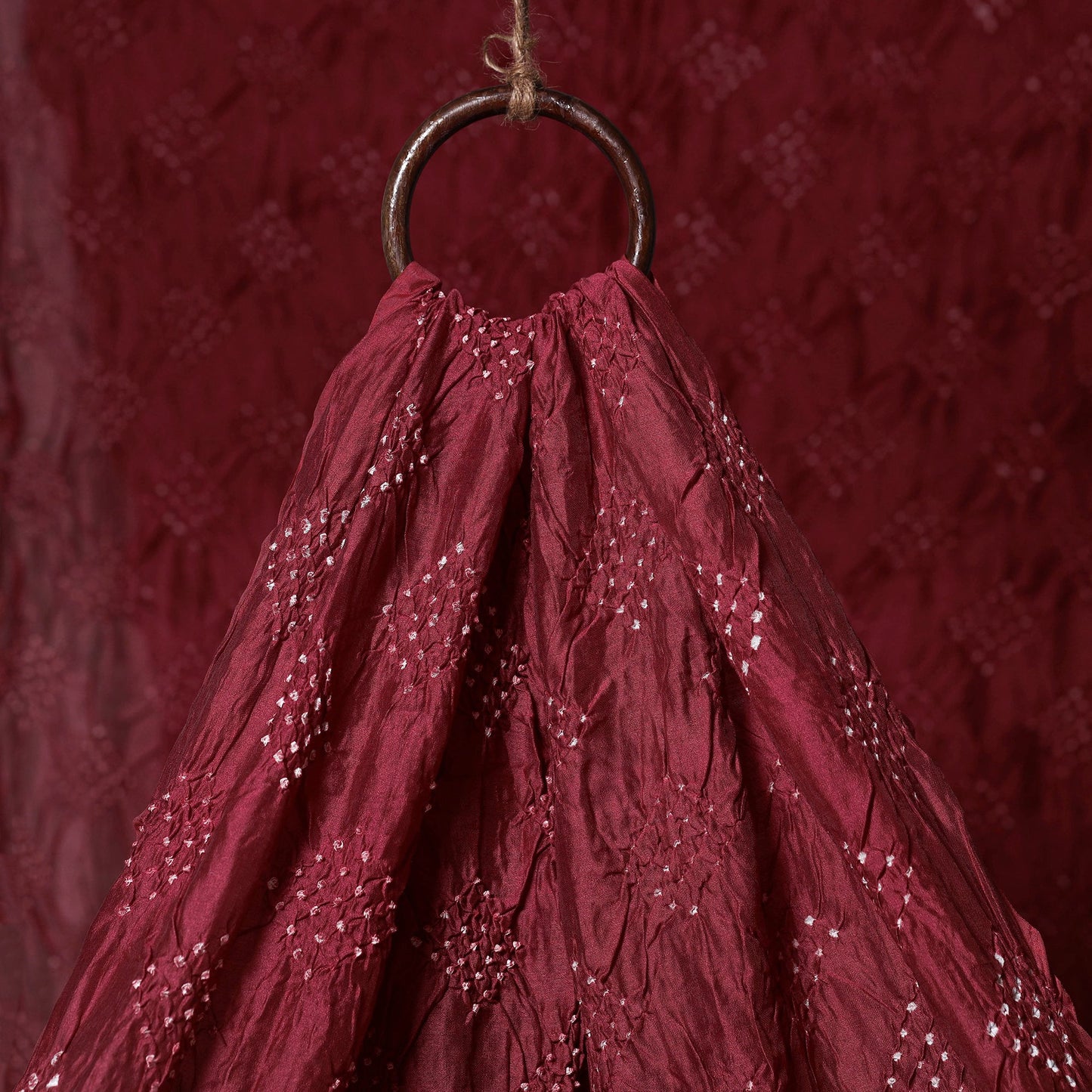 Maroon - kutch tie-dye chanderi silk bandhani fabric 11