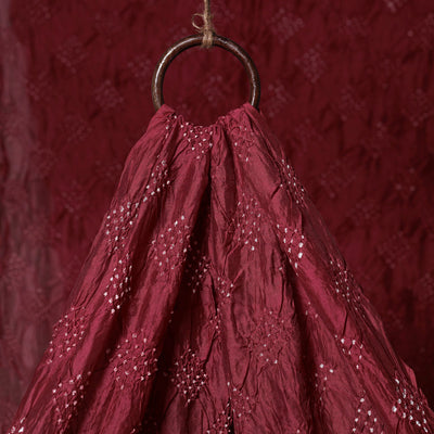 Maroon - kutch tie-dye chanderi silk bandhani fabric 11