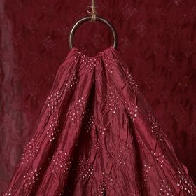 Maroon - kutch tie-dye chanderi silk bandhani fabric 11