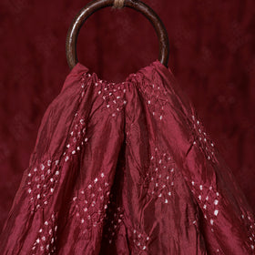 Maroon - kutch tie-dye chanderi silk bandhani fabric 11