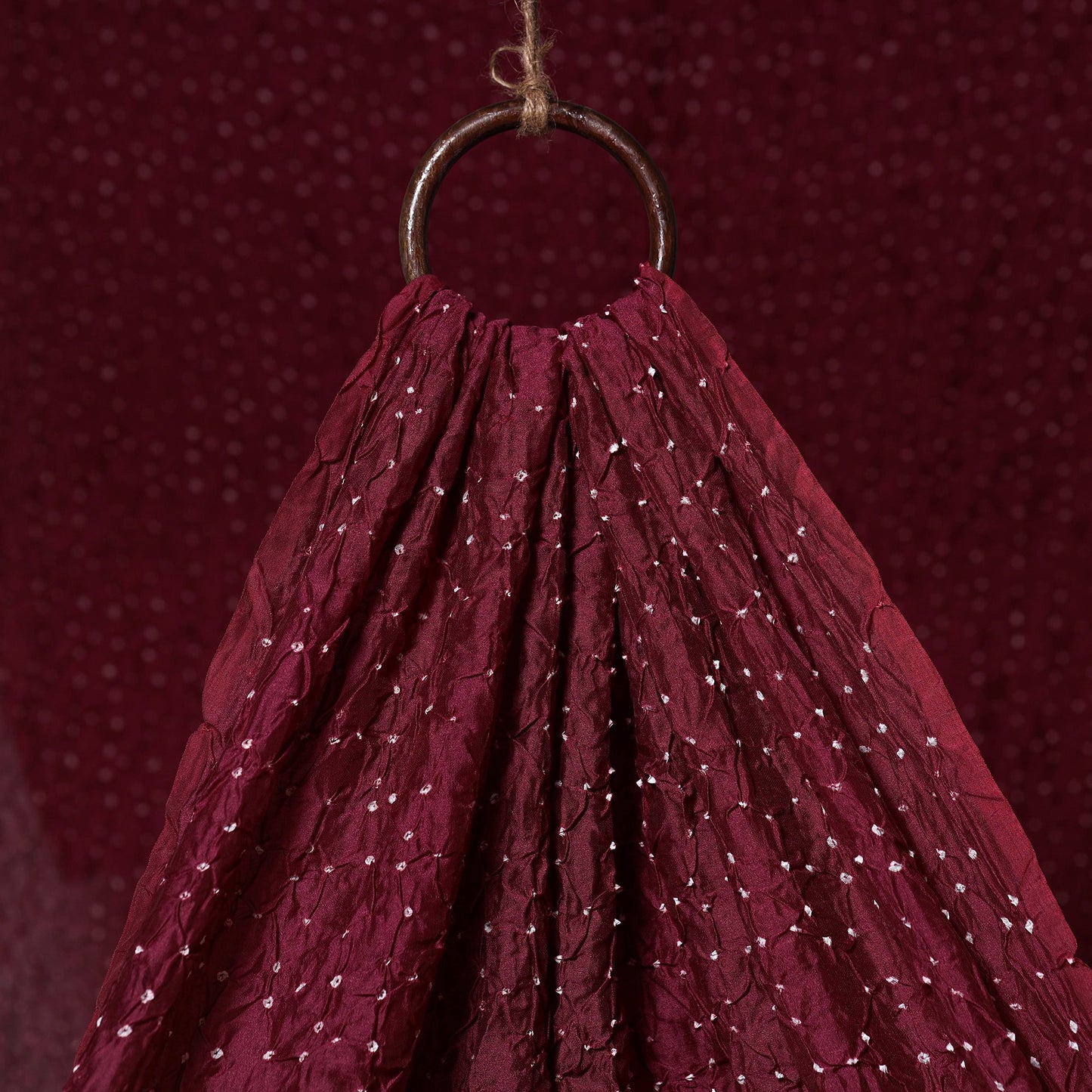 Maroon - kutch tie-dye chanderi silk bandhani fabric 16