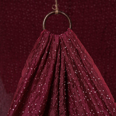 Maroon - kutch tie-dye chanderi silk bandhani fabric 16