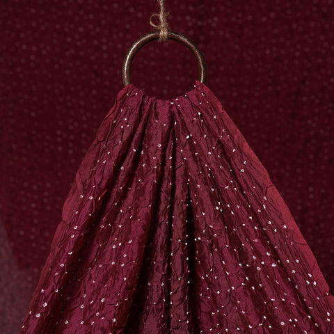 Maroon - kutch tie-dye chanderi silk bandhani fabric 16