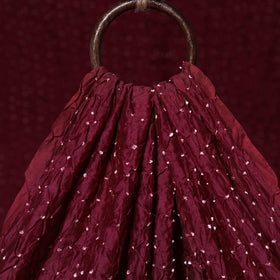 Maroon - kutch tie-dye chanderi silk bandhani fabric 16