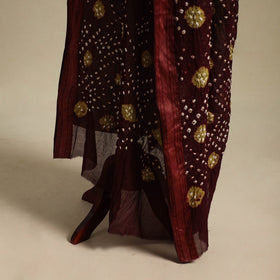 Maroon - kutch tie-dye cotton bandhani dupatta with border