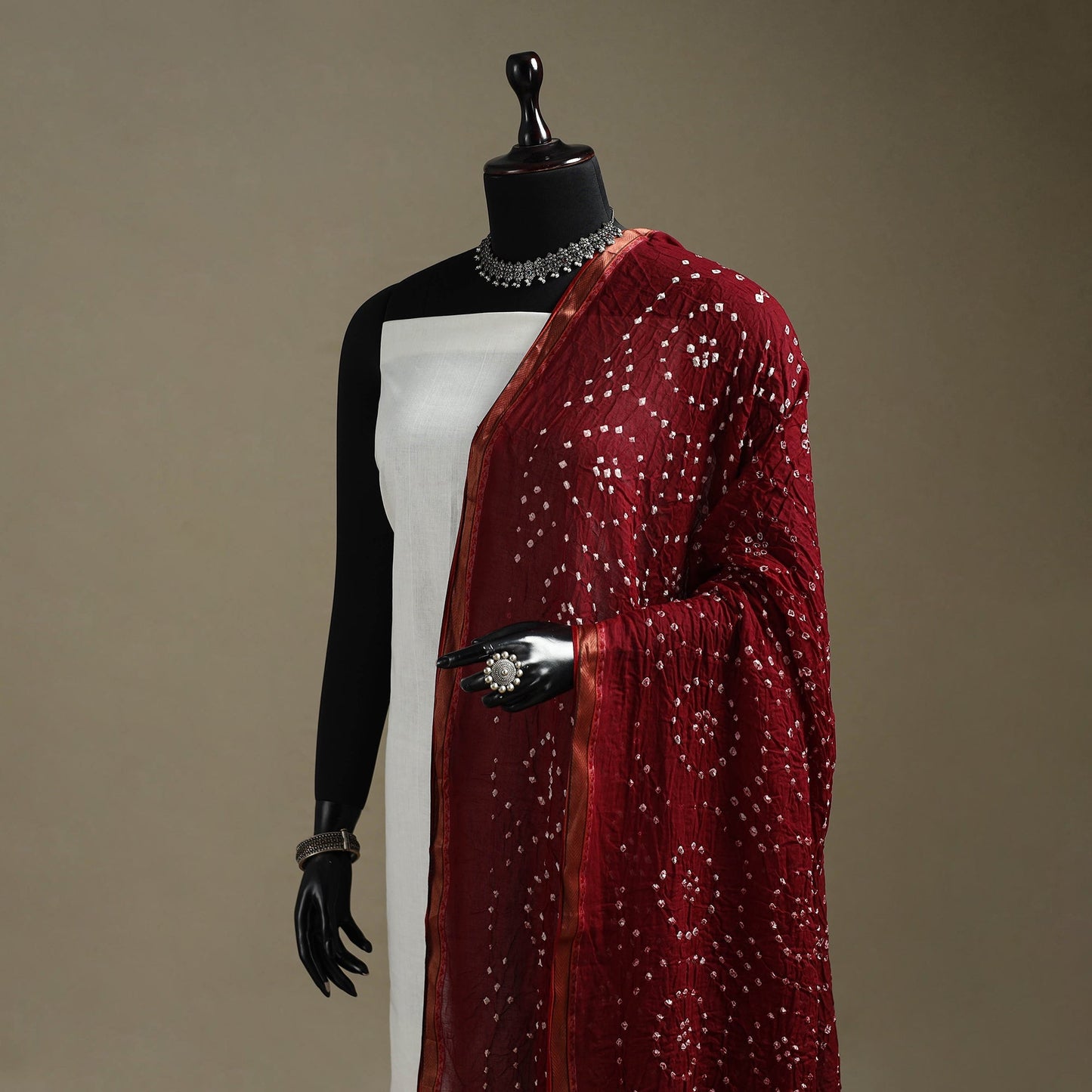 Kutch tie-dye cotton bandhani dupatta with border 28