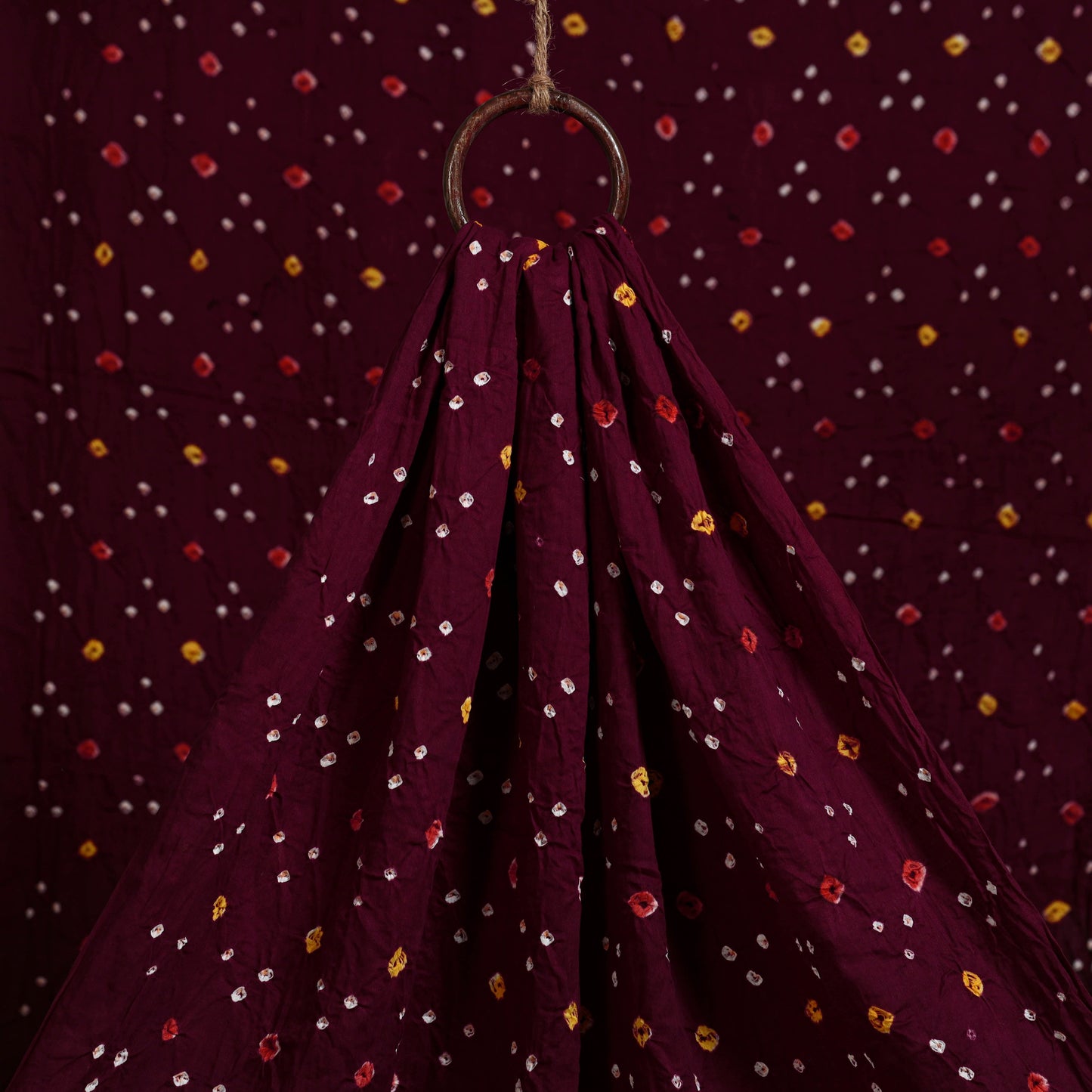 Maroon - kutch tie-dye cotton bandhani fabric 01