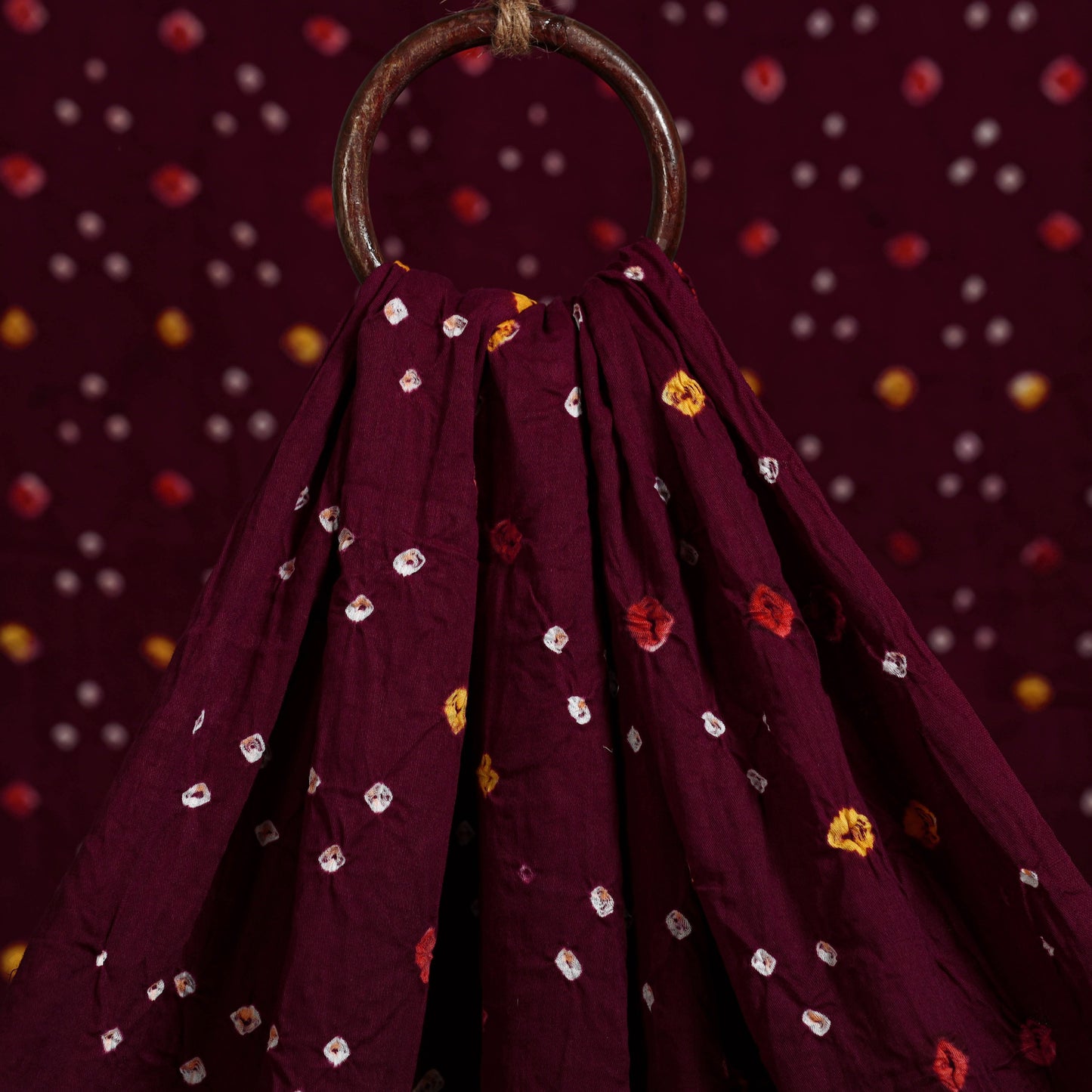 Maroon - kutch tie-dye cotton bandhani fabric 01