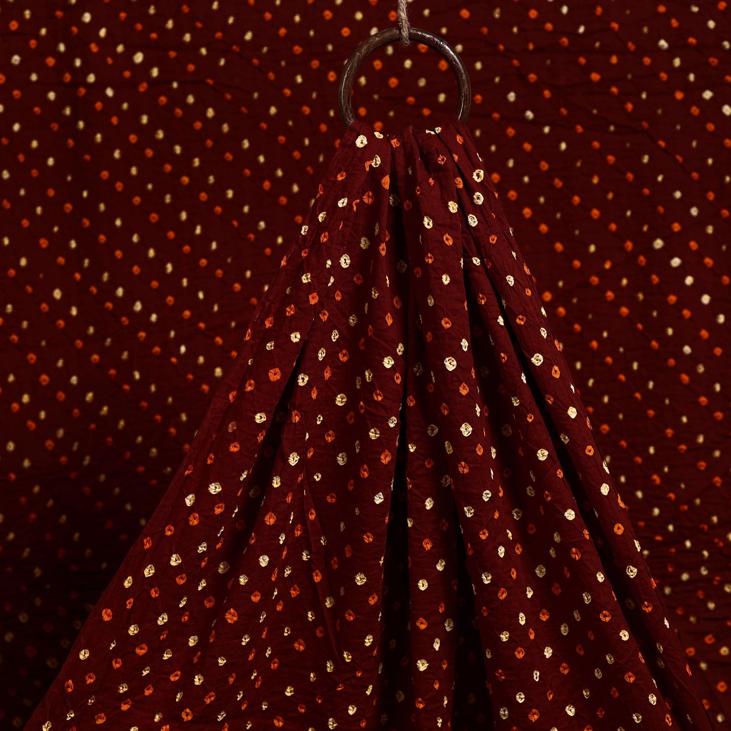  Maroon Kutch Tie-Dye Mul Cotton Bandhani Fabric