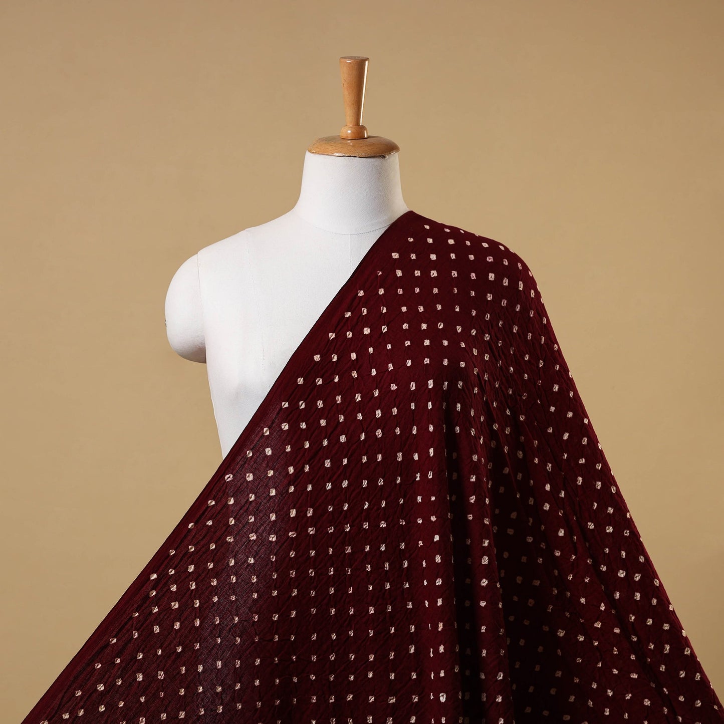 Maroon - kutch tie-dye satin cotton bandhani fabric 62
