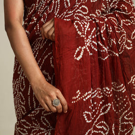 Maroon Kutch Tie-Dye Cotton Bandhani Saree