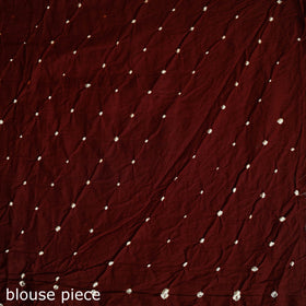 Maroon Kutch Tie-Dye Cotton Bandhani Saree