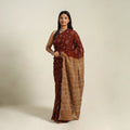 Maroon Kutch Tie-Dye Cotton Bandhani Saree