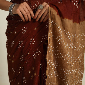 Maroon Kutch Tie-Dye Cotton Bandhani Saree