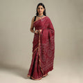 Maroon Kutch Tie-Dye Cotton Bandhani Saree