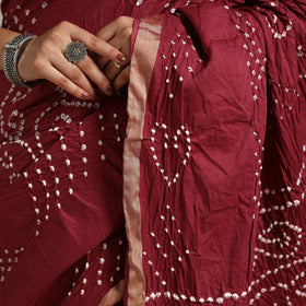 Maroon Kutch Tie-Dye Cotton Bandhani Saree