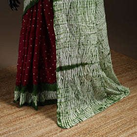 Maroon - kutch tie-dye cotton bandhani saree 87