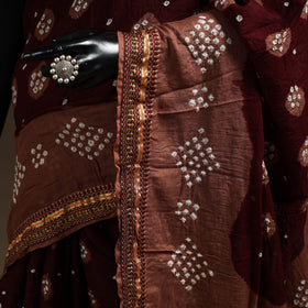 Maroon - kutch tie-dye cotton bandhani saree with blouse 06
