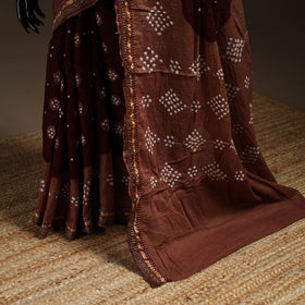 Maroon - kutch tie-dye cotton bandhani saree with blouse 06
