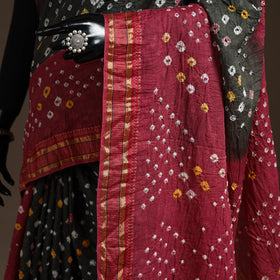 Kutch tie-dye cotton bandhani saree with blouse piece 15