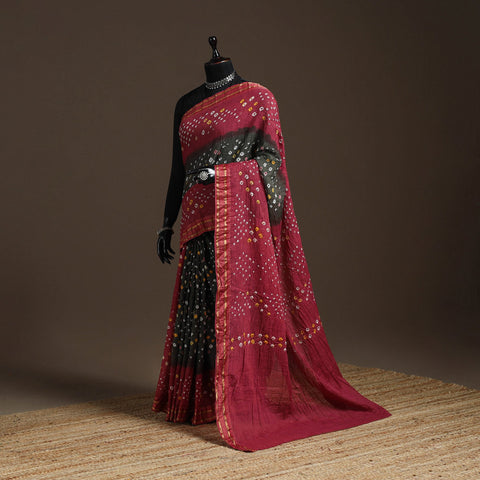 Kutch tie-dye cotton bandhani saree with blouse piece 15