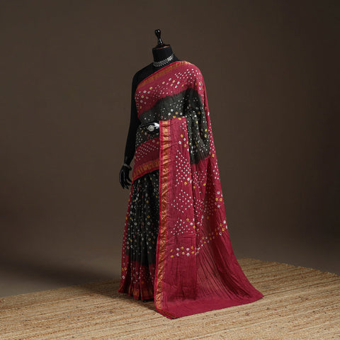 Kutch tie-dye cotton bandhani saree with blouse piece 19