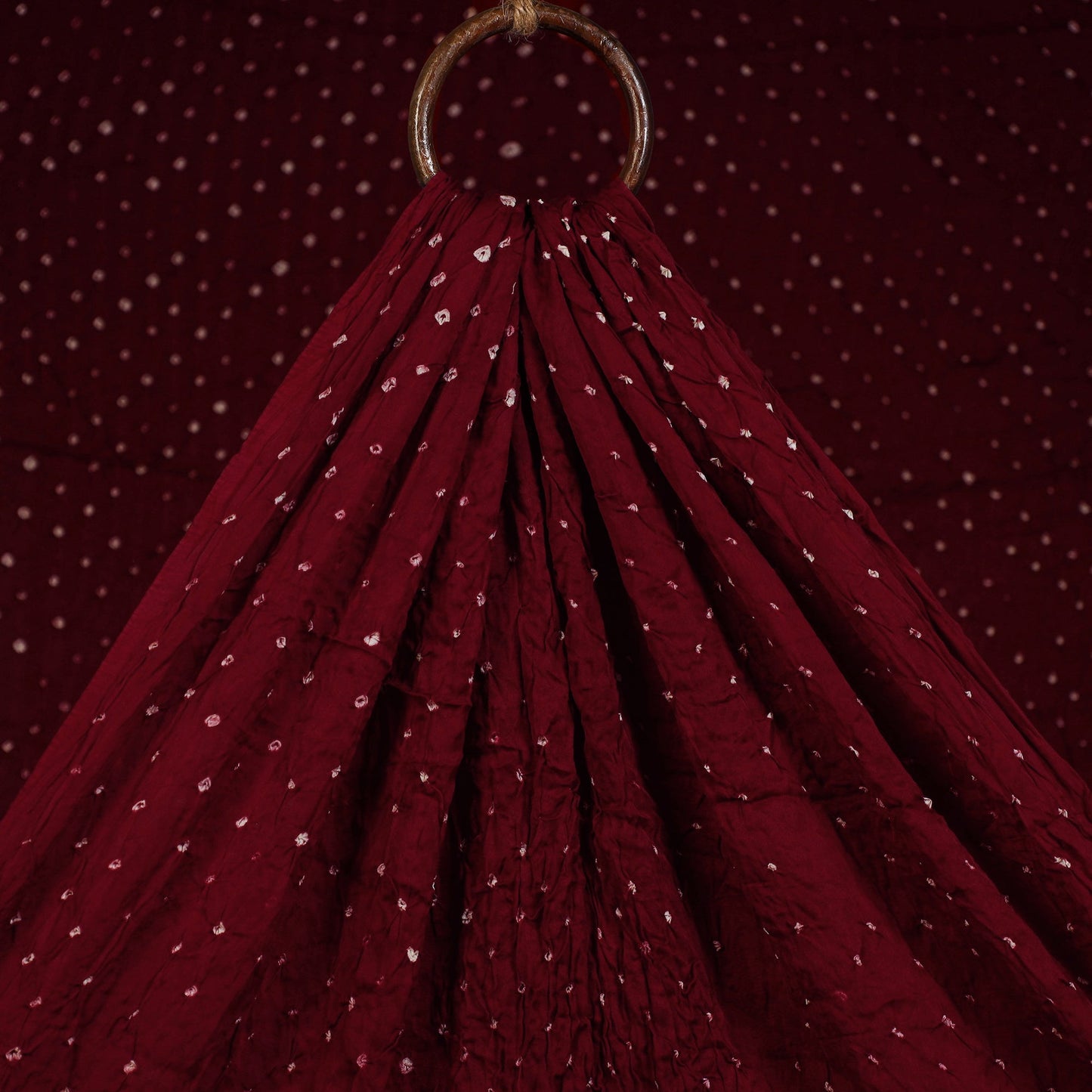 Maroon - kutch tie-dye modal silk bandhani fabric 10